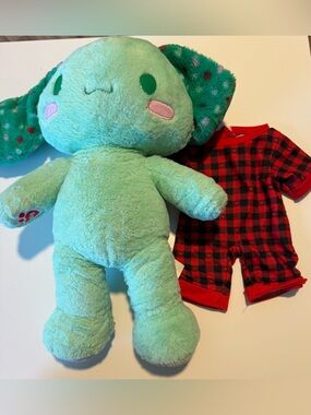 Build-A-Bear Mint Green Bunny Plush with Plaid Outfit
